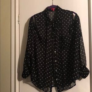 Black and white polka dot size XL blouse